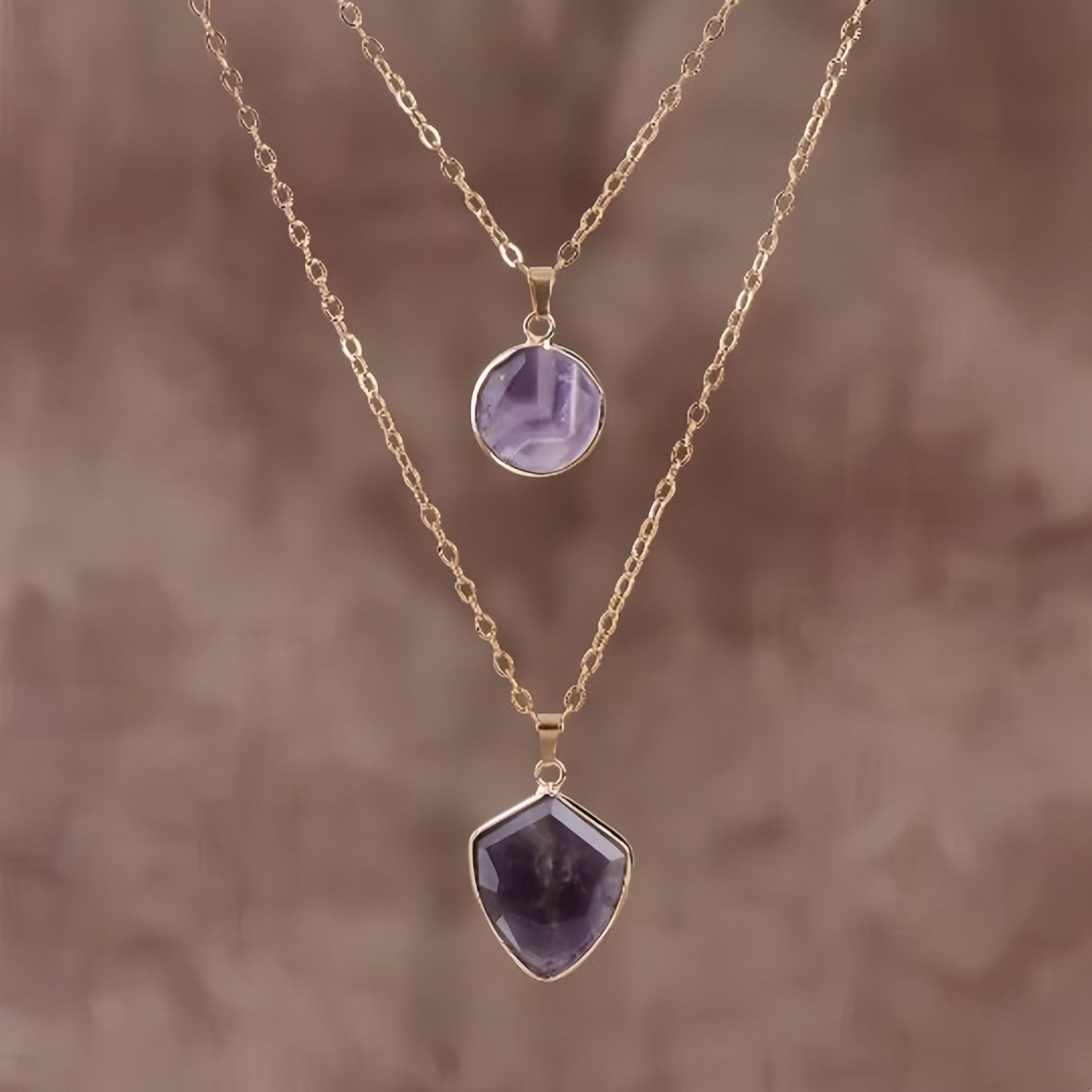 Månsten Halsband med Dubbel Kedja