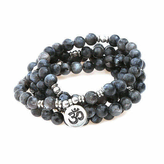 Mala bracelet or necklace with natural labradorite,