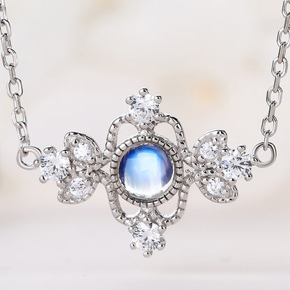 Blå Månsten Halsband i Silver